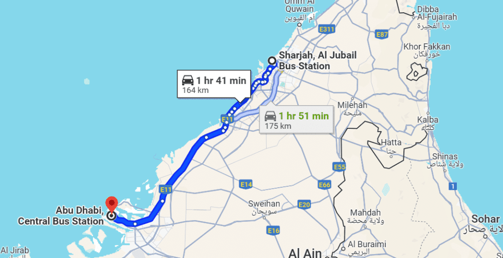 Sharjah to Abu Dhabi