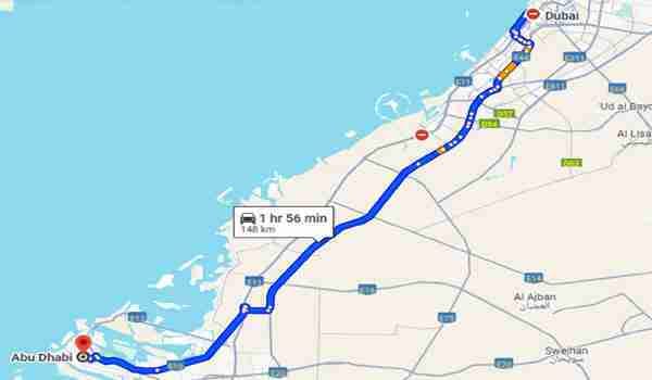 Dubai To Abu Dhabi Bus Map