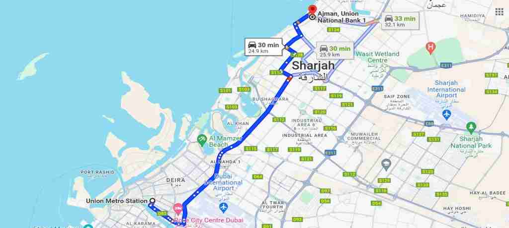 Dubai To Ajman Bus Maps