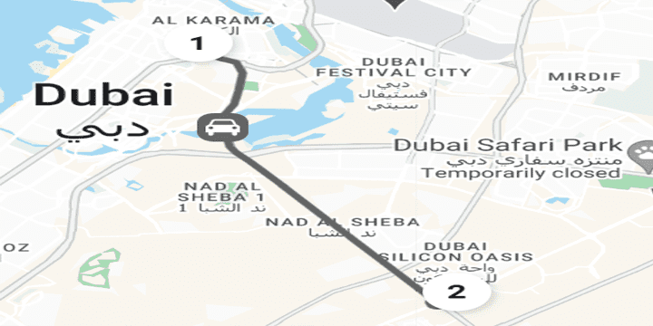 Al Karama to Silicon Oasis HQ Bus Map