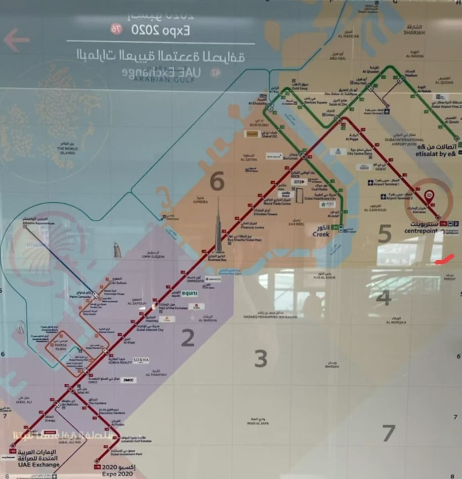 Dubai Metro Green Line Routes Map