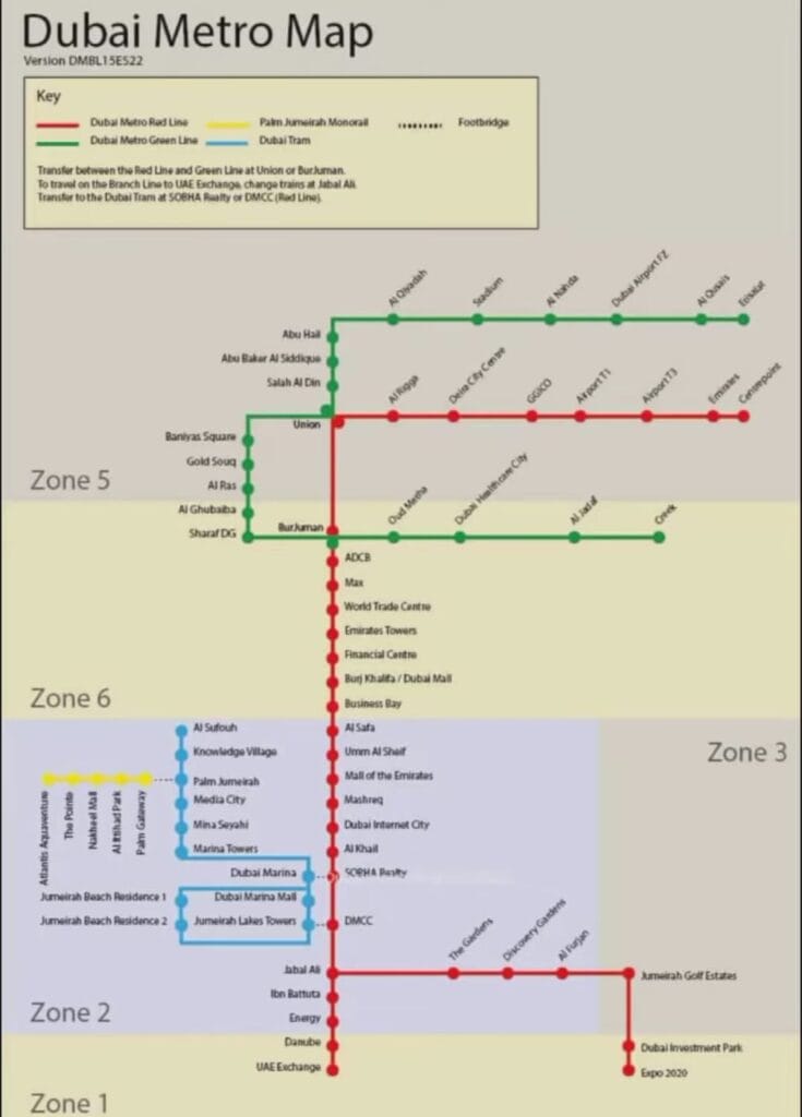 Dubai Metro Red Line Routes Map