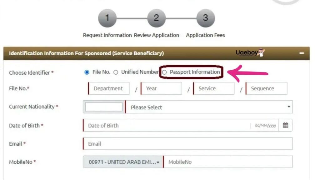 Enter Passport Information