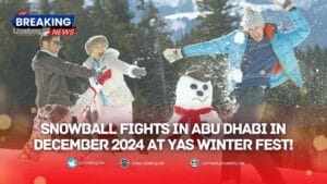 Snowball fights in Abu Dhabi in December 2024 at Yas Winter Fest!